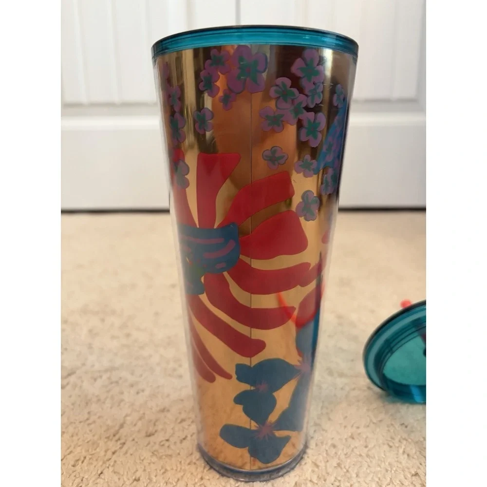 Starbucks 2022 Forest Dream Aqua Terra Floral‎ Cold Cup Tumbler Venti 24oz